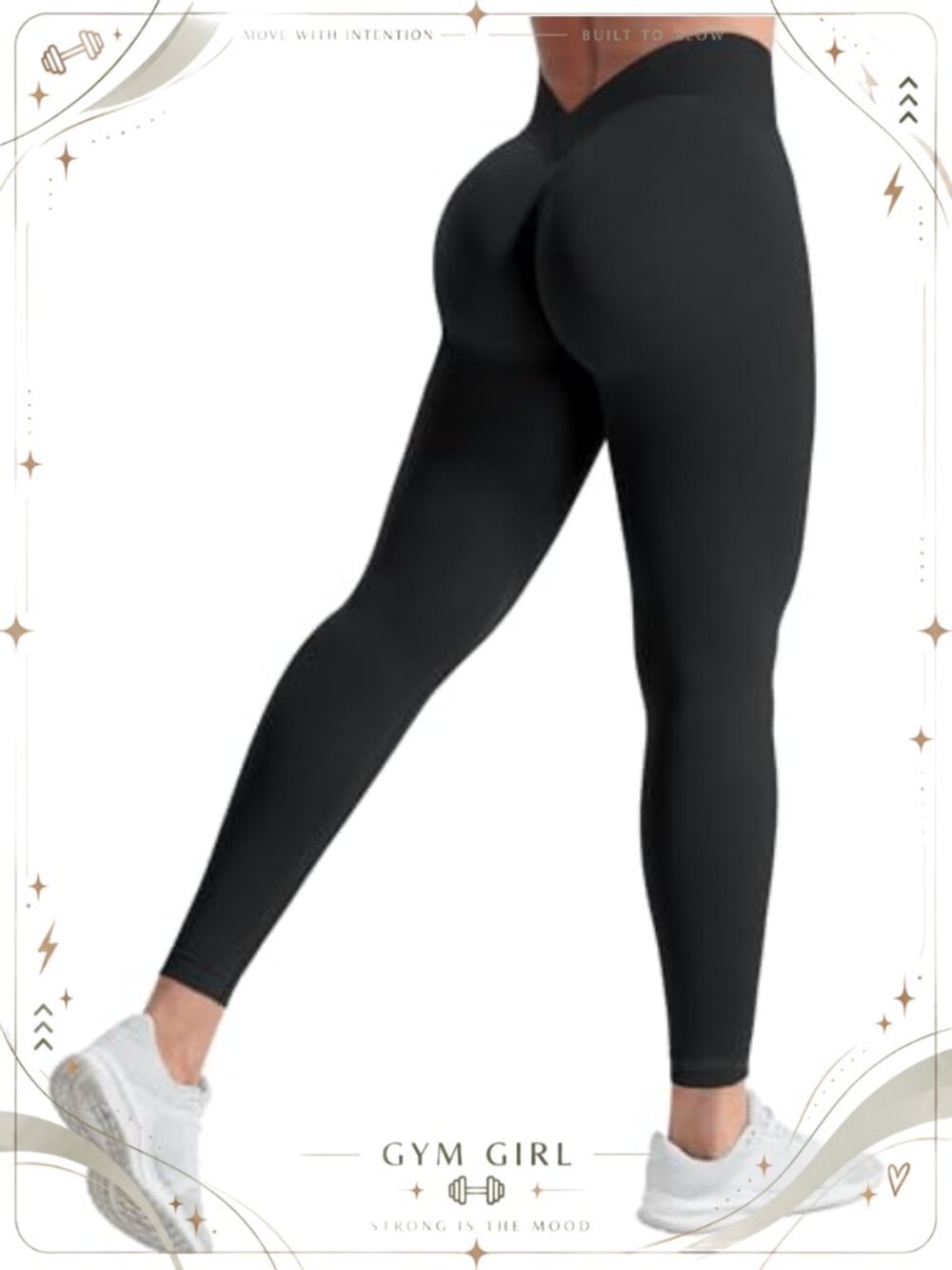 High Waisted Scrunch Workout Leggings V Back Athletic Gym Yoga Pants